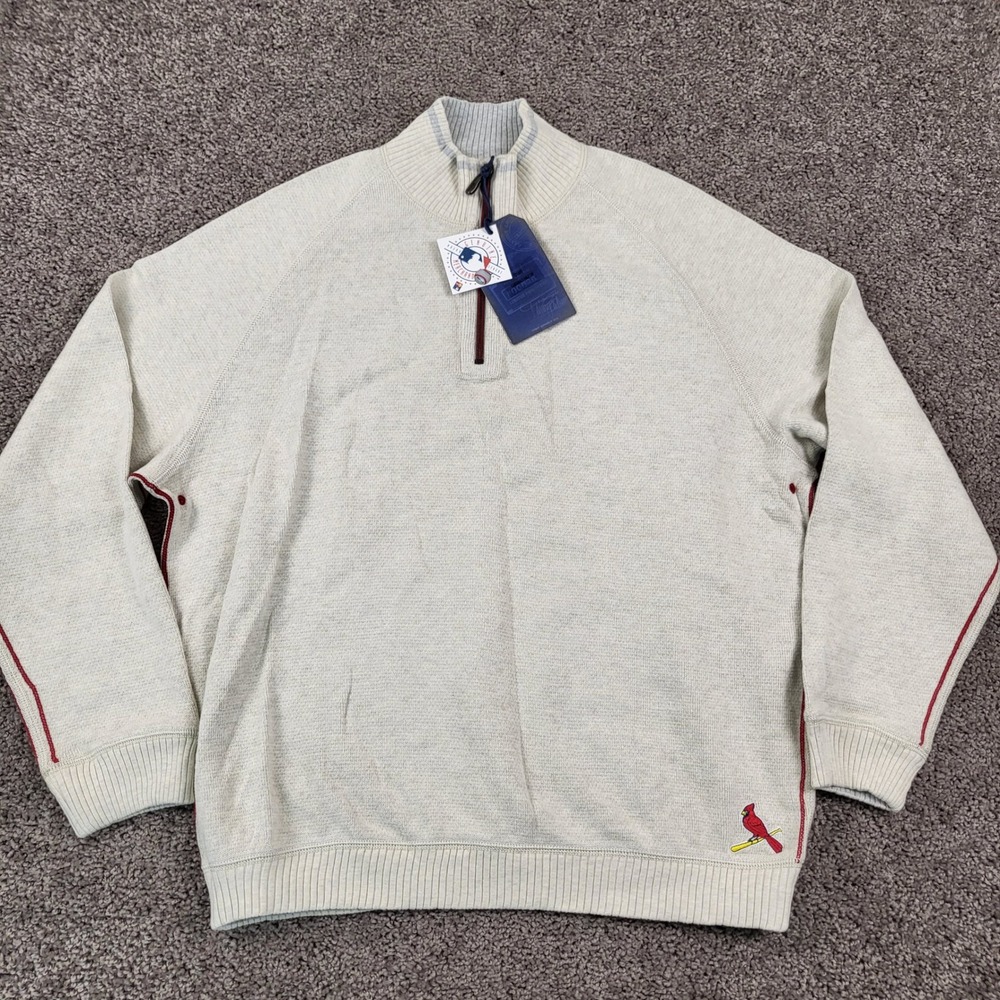 Tommy Bahama St Louis Cardinals Pullover Sweater XXL Limited Edition NWT Beige - Picture 3 of 14